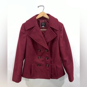 Women’s burgundy lined pea coat size small